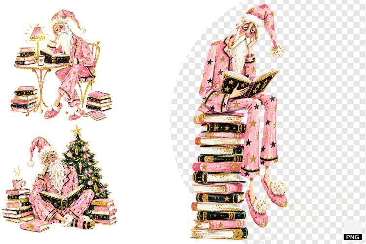 Santa loves Reading PNG example image 1