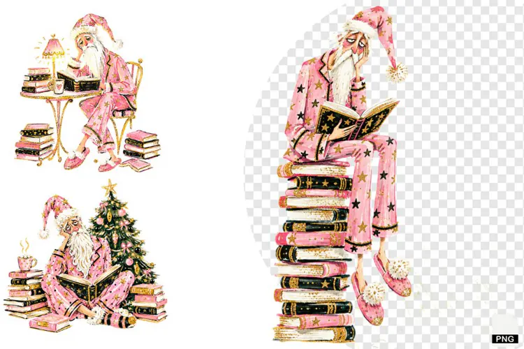 Santa loves Reading PNG