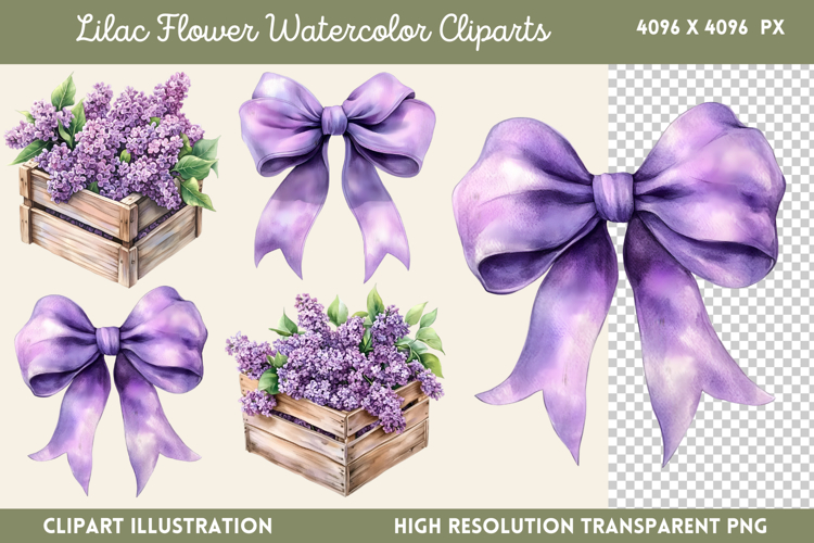 Lilac Flower Watercolor Cliparts PNG
