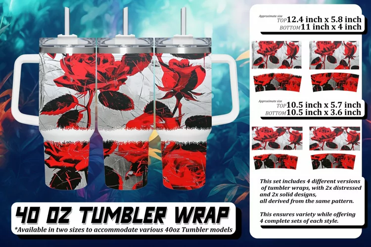 3D Flower Pattern Tumbler Art 40oz
