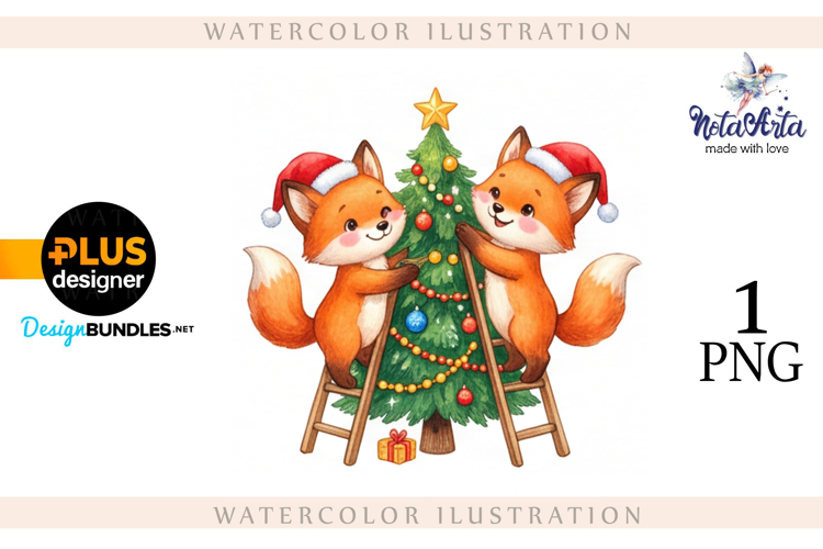 Illustration of a cute Christmas fox