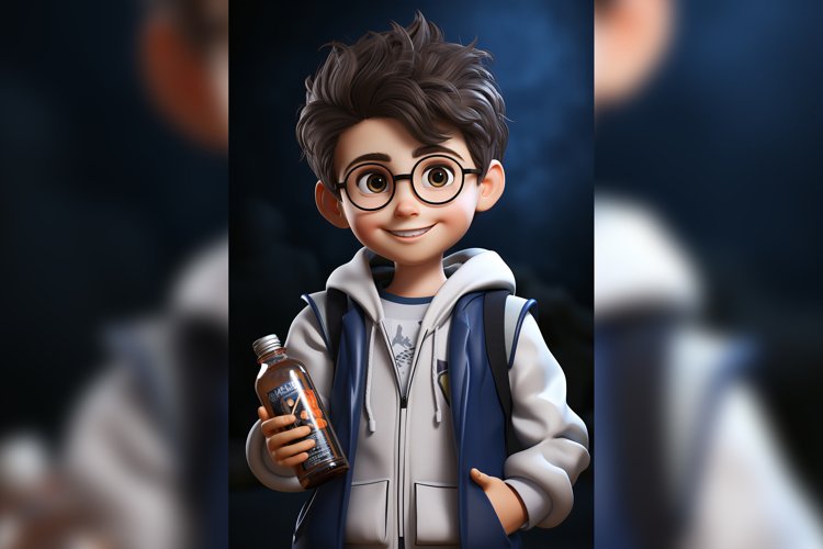 3D Character Child Boy scientist with relevant environment