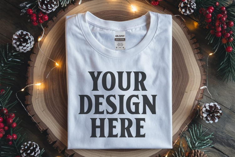 Gildan 64000 White Folded Christmas Flat Lay T-shirt