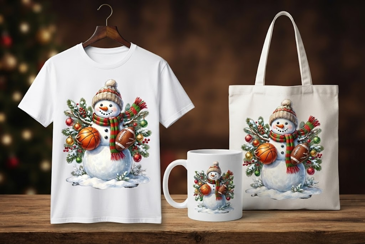 Christmas Sports Snowman Holiday Design