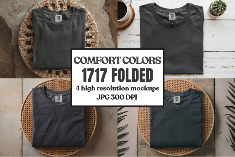 Comfort Colors 1717 Folded Tshirt Mockups