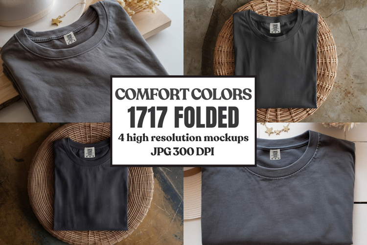 Comfort Colors 1717 Folded Tshirt Mockups