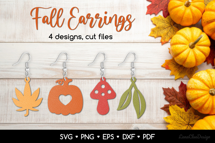 Autumn Earrings SVG for Crafters, Fall Jewelry Template