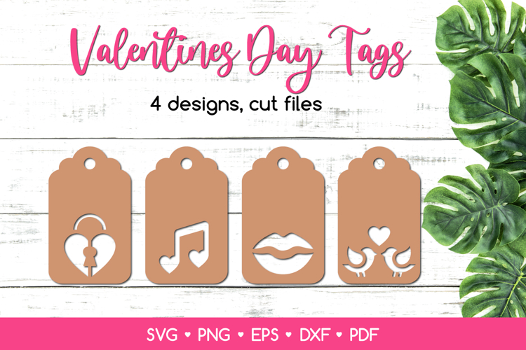Valentines Day Gift Tags with Hearts SVG Cut Files