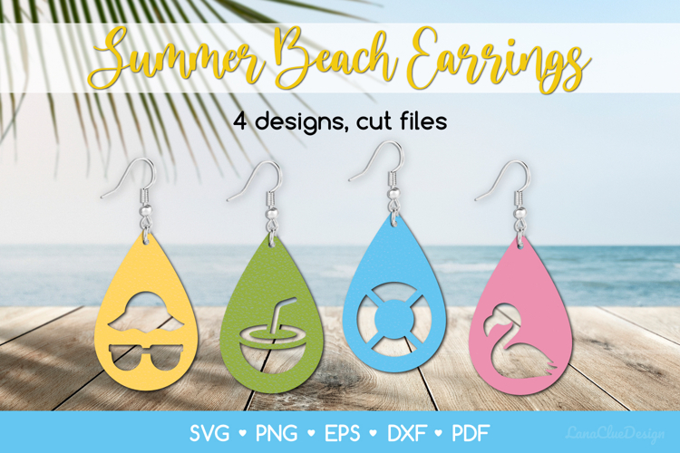 Teardrop Summer Beach Earrings SVG Cut Files for Crafters