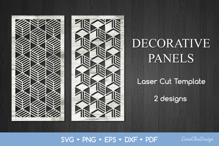 2 Decorative Panels with Abstract Geometric Pattern SVG