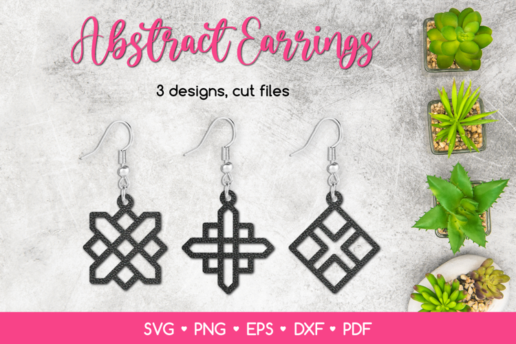 3 Abstract Geometric Earrings SVG, Modern Jewelry Templates