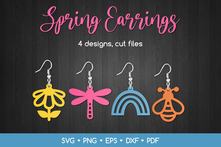 4 Spring Earrings SVG Cut Files, Cutting Jewelry Templates