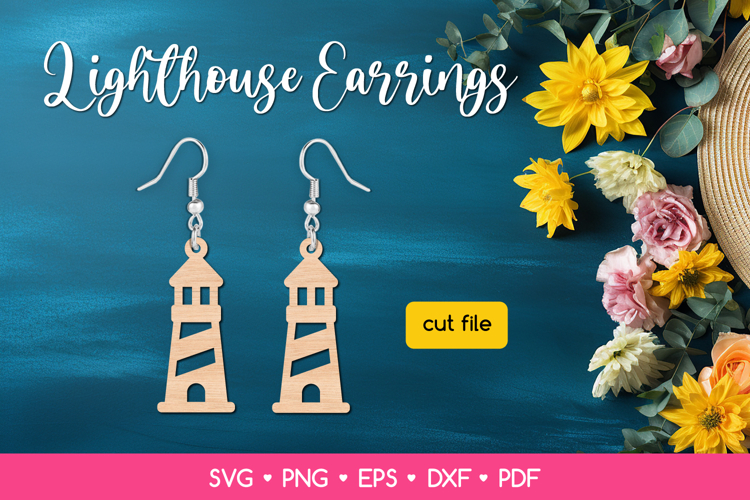 Lighthouse Earring SVG Cut File, Sea Jewelry Template