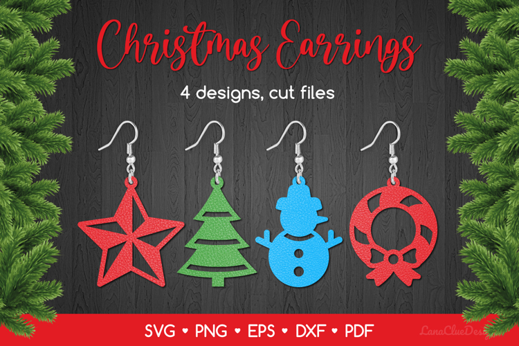 Christmas Earrings SVG for Crafters, Xmas Laser Cut Jewelry