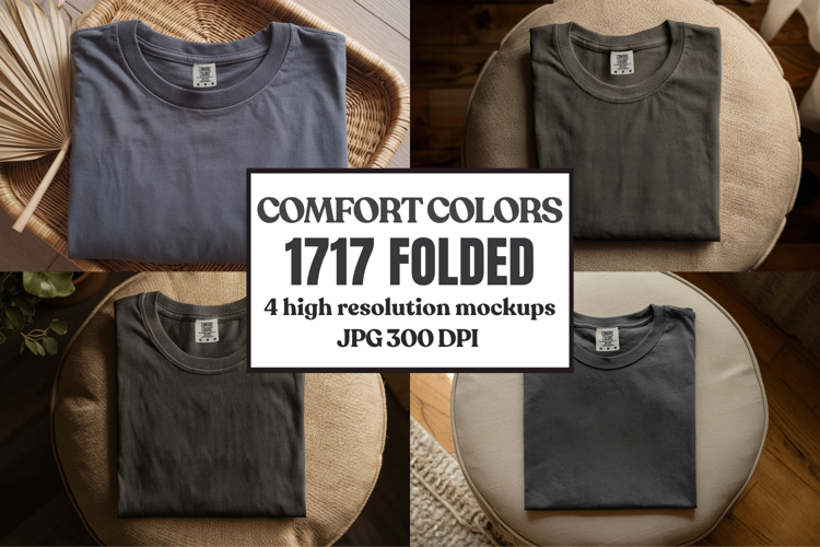Comfort Colors 1717 Folded Tshirt Mockups