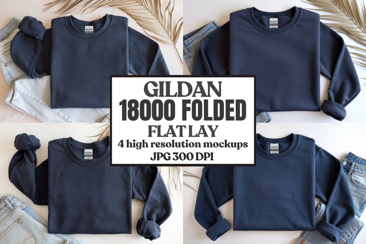 Gildan 18000 Sand Folded Flat Lay Mockups