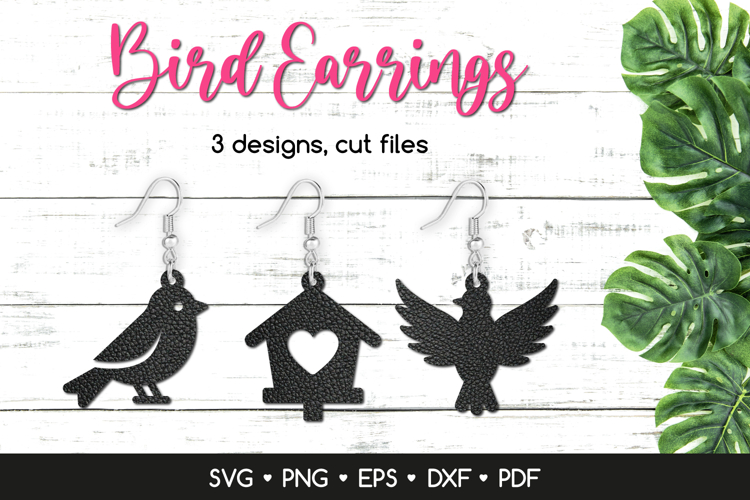 3 Bird Earring SVG Cut Files, Bird Jewelry Template