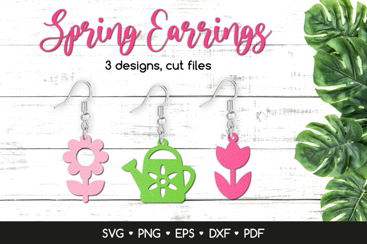 Cute Spring Earrings SVG Cut Files, Spring Jewelry Template
