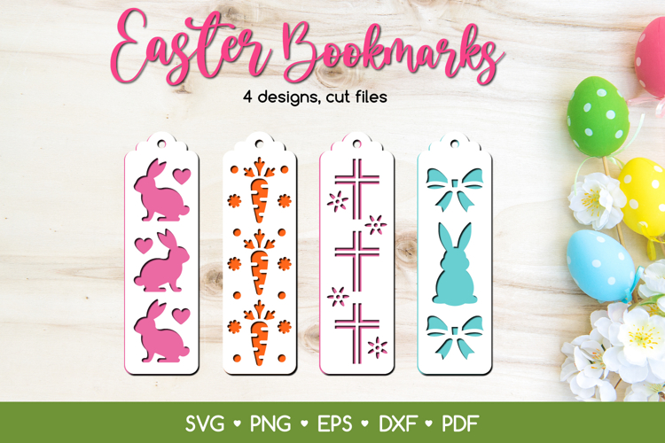 4 Two Layered Easter Bookmarks SVG, Laser Cut Templates