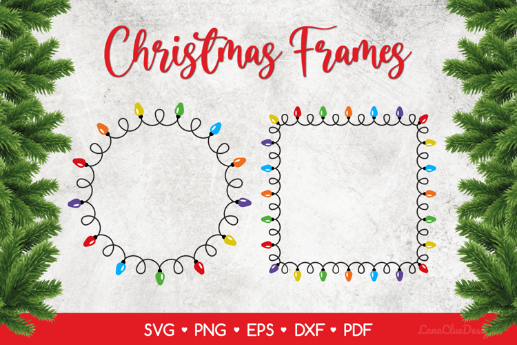 Round and Square Christmas Lights Frames SVG example image 1