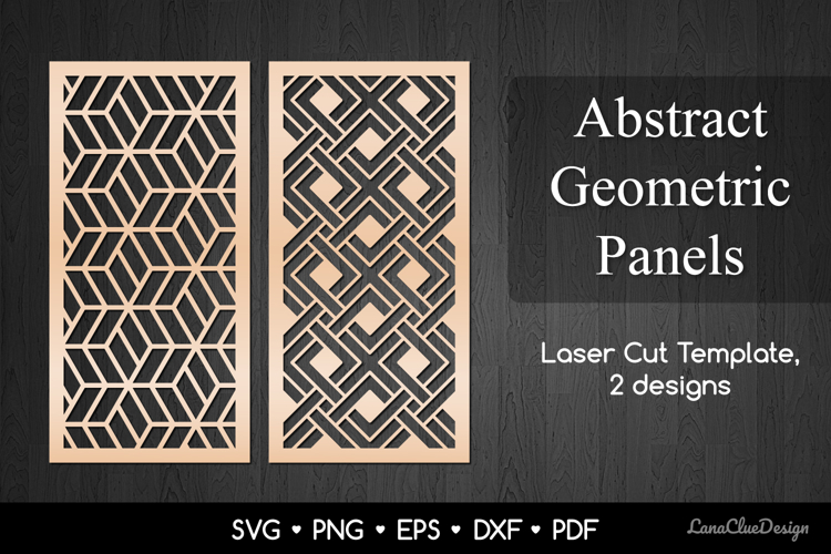2 Wall Art Panels with Abstract Geometric Pattern SVG DXF