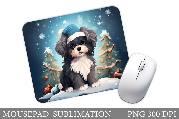 Christmas Dog Mouse Pad. Cute Dog Mouse Pad Design