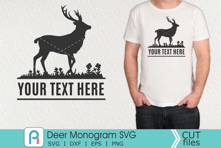 Deer Monogram Svg, Deer Svg, Deer Clip Art, Deer Vector example image 1