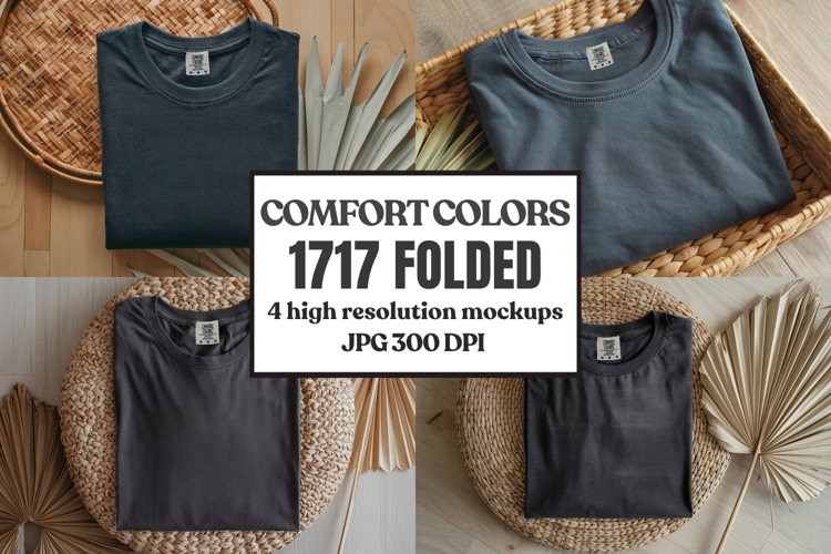 Comfort Colors 1717 Folded Tshirt Mockups