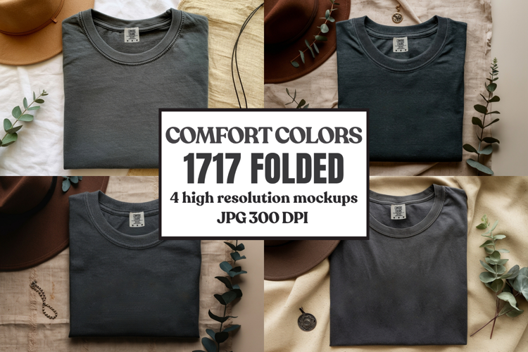Comfort Colors 1717 Folded Tshirt Mockups