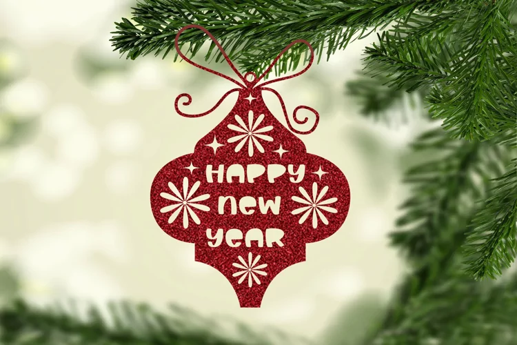 Happy New Year Ornament For Paper and Laser Design