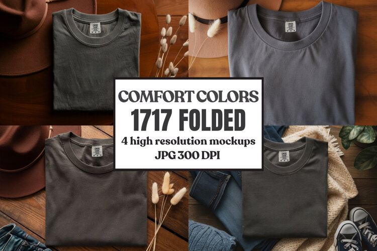 Comfort Colors 1717 Folded Tshirt Mockups example image 1