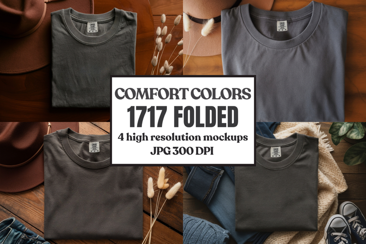 Comfort Colors 1717 Folded Tshirt Mockups