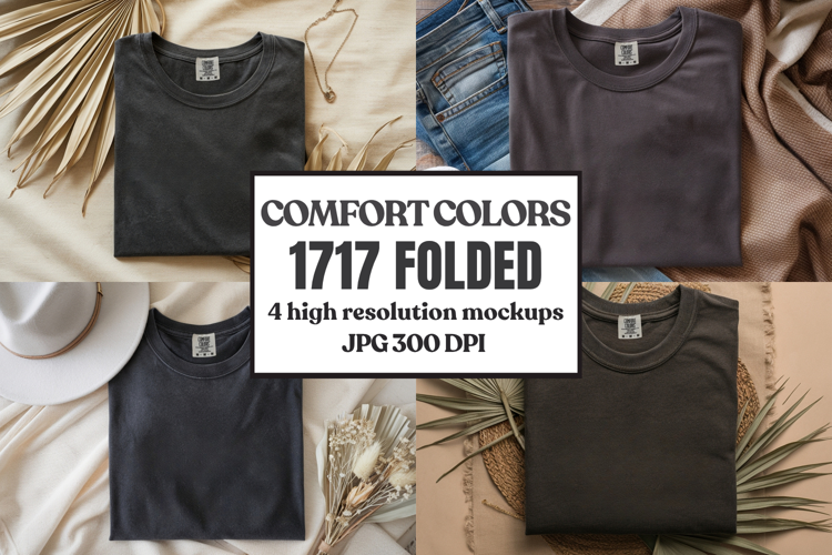 Comfort Colors 1717 Folded Tshirt Mockups