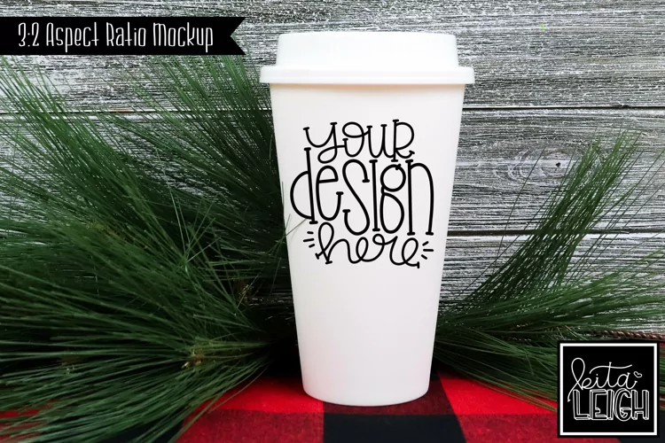 To Go Coffee Buffalo Plaid Mockup | Stylized Stock Photo