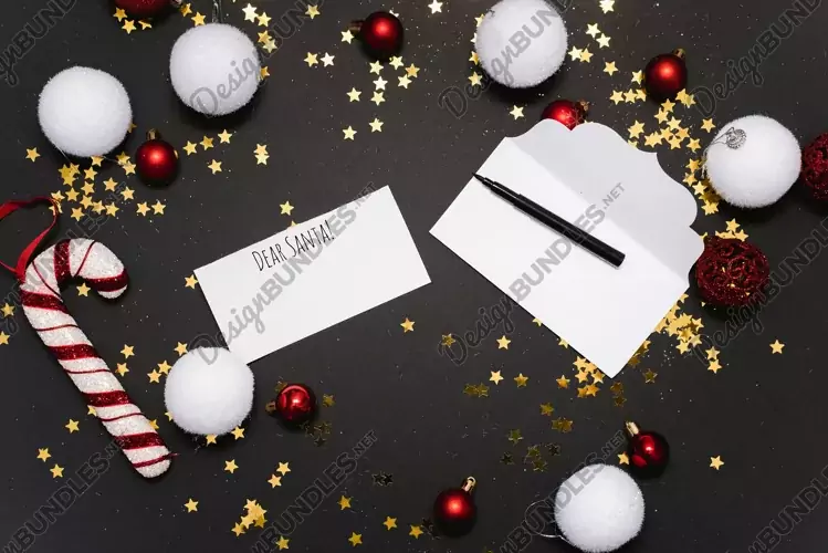 Letter to Santa with mockup on black background