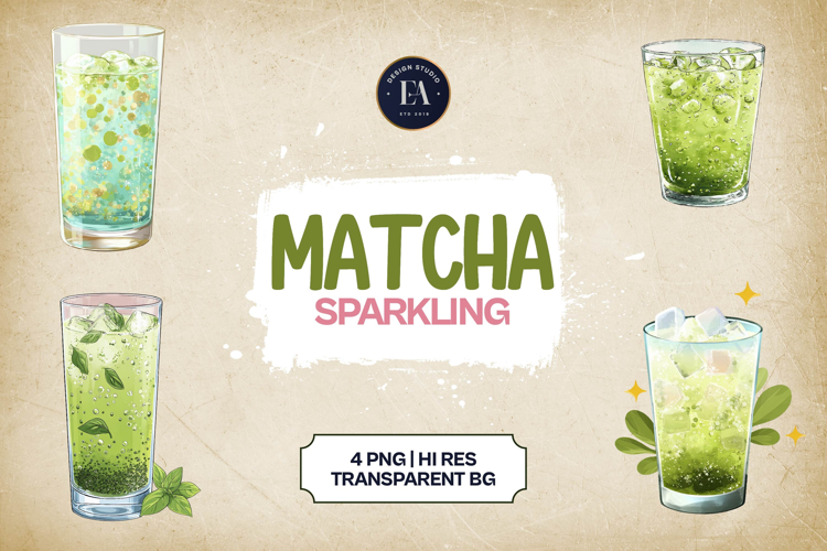 Sparkling Matcha Clipart 4 PNG
