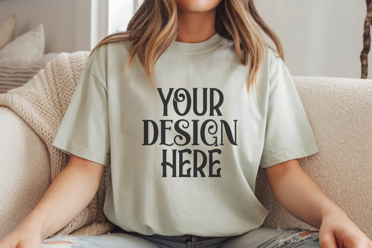 Chalky Mint Comfort Colors 1717 T-shirt Mockups,1717 Mockups example image 1