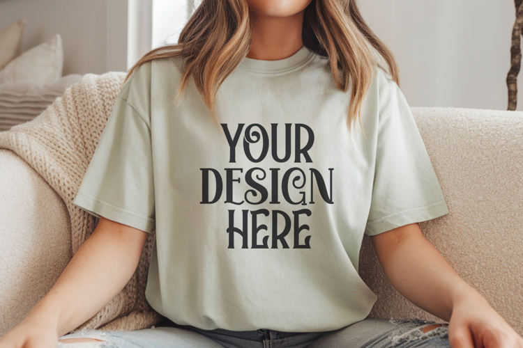 Chalky Mint Comfort Colors 1717 T-shirt Mockups,1717 Mockups