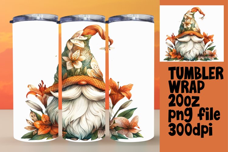 Serene Watercolor Gnome 20oz Tumbler Artwork