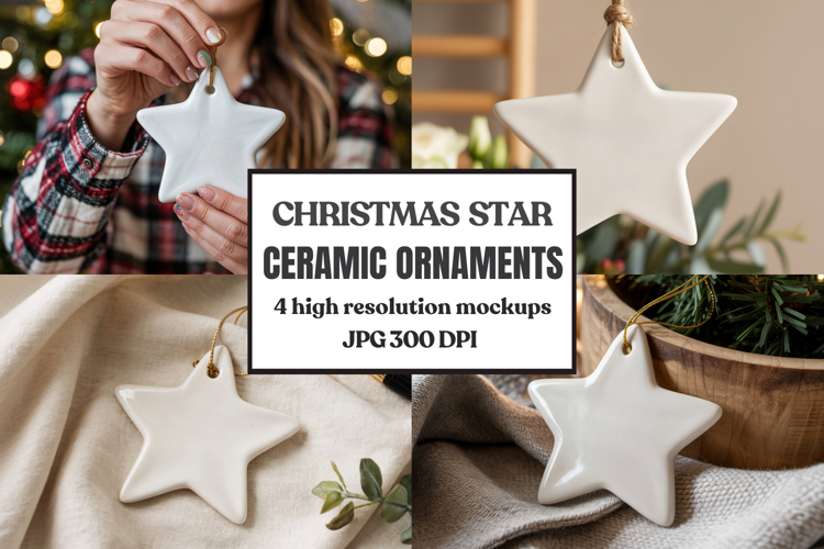 Christmas Star Ceramic Ornament Mockup | Holiday Star