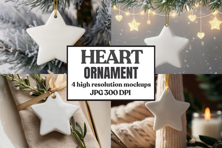 Christmas Star Ceramic Ornament Mockup | Holiday Star Tree