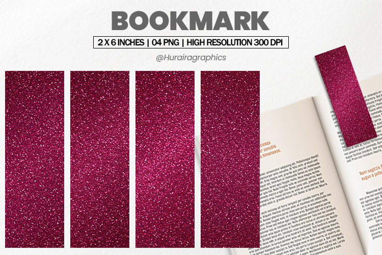 Dark Magenta Glitter Bookmarks PNG, Bookmark Sublimation