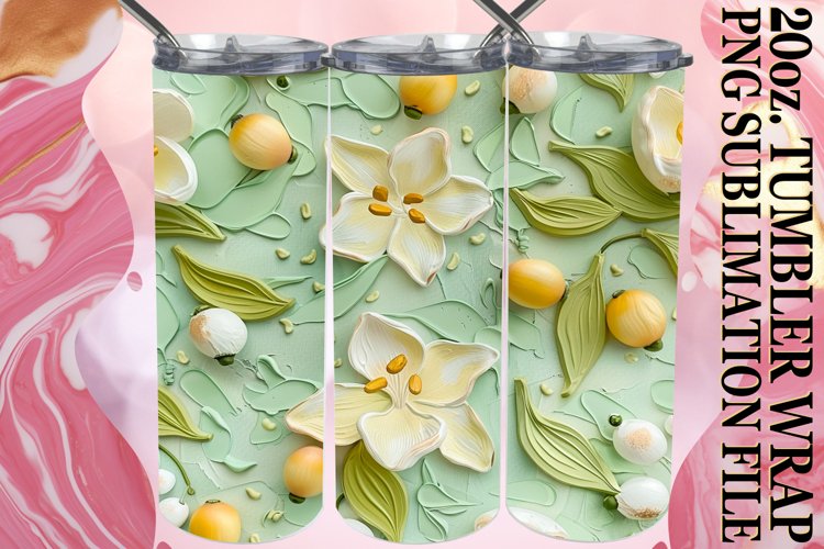 3D Bloom Tumbler Wrap Pattern