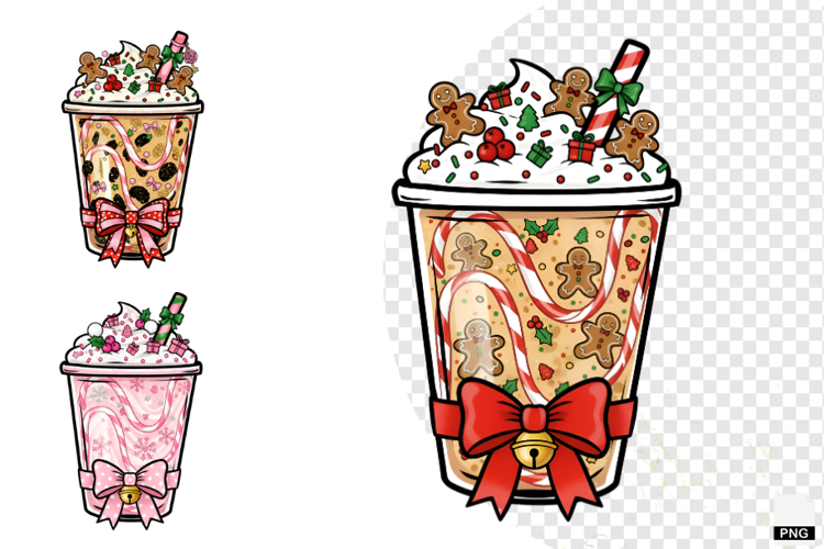 Christmas Coquette Coffee Cup Clipart