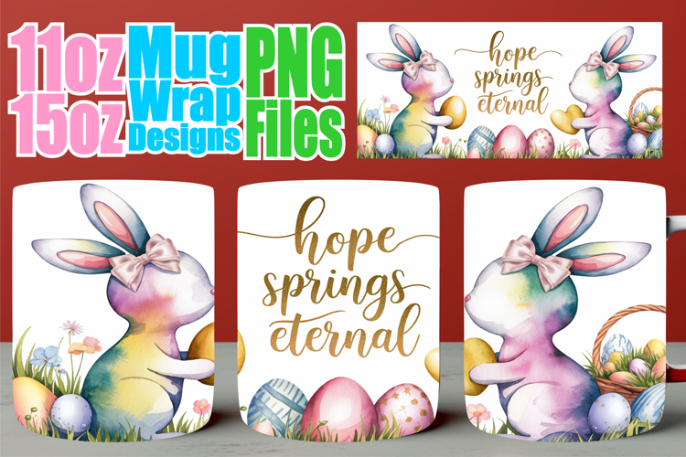 Joyful journeys 11oz 15oz sublimation wrap, Easter Bunny