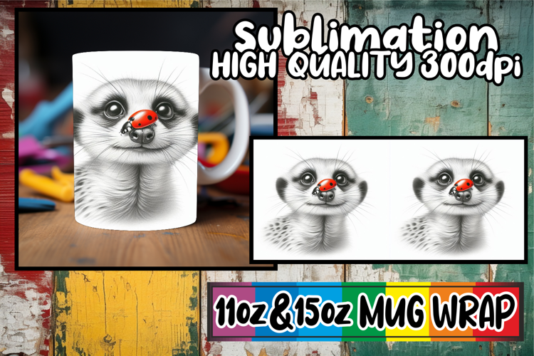 Radiant hearts 11oz 15oz sublimation wrap, Cute Animals