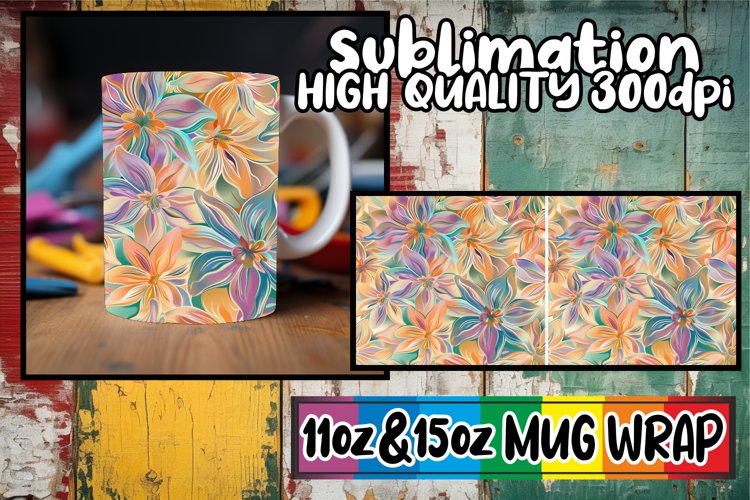 Spring Abstract Lines Mug Wrap Sublimation 11oz 15oz