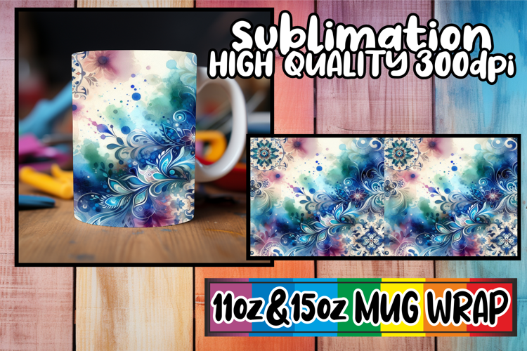 Gentle vibes sublimation print wrap, Watercolor Pattern