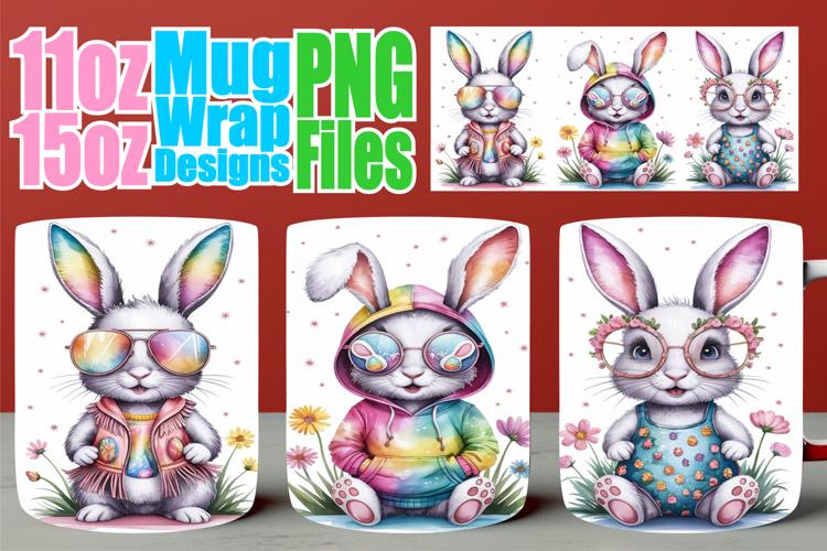Vibrant adventures sublimation print wrap, Easter Bunny