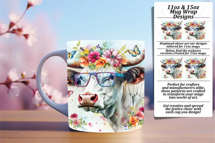 Watercolor Cow Wonderland Mug Design